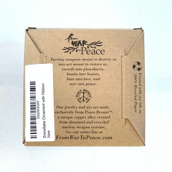 Bronze Snowflake Ornament with Ribbon - Picture 2 of 2